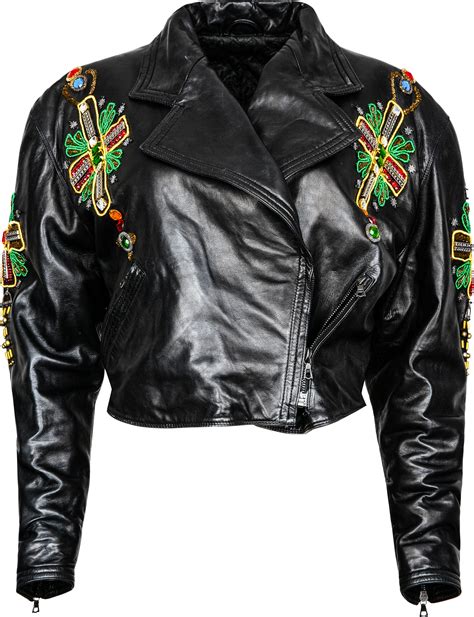 versace leather jacket heavenly bodies|GIANNI VERSACE FW 1991 Byzantine Black Leather Jacket.